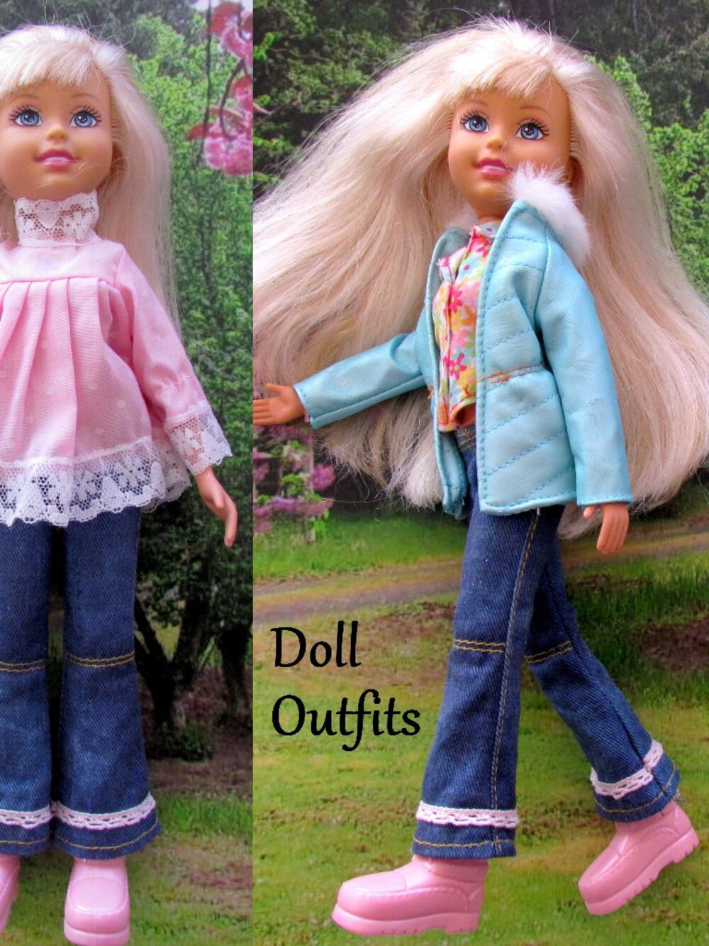 WEE 3 FRIENDS CLOTHES, 10" GIRL DOLL OUTFITS: JACKET, TOPS, JEANS, BOOTS
